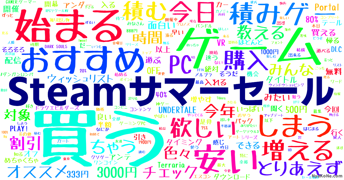 Steamサマーセール の感情分析 Nyakone