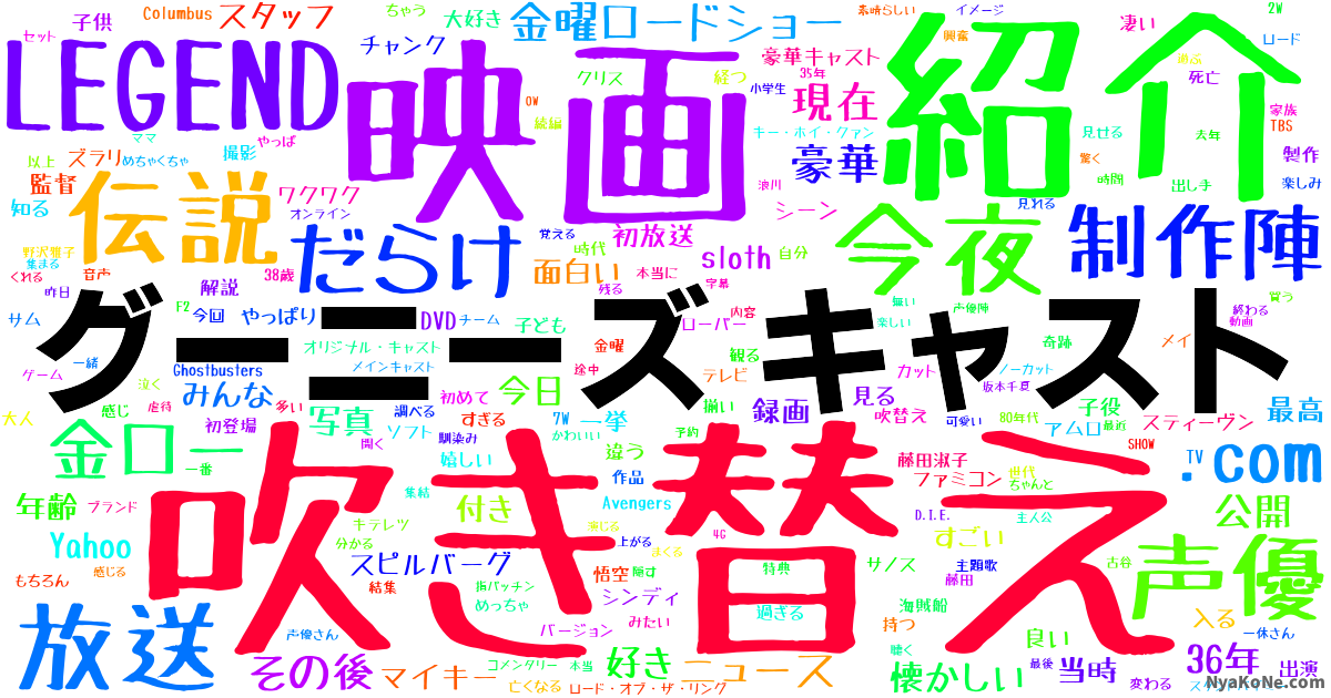 グーニーズ キャスト の感情分析 Nyakone